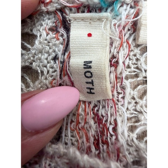 MOTH Anthropologie Linen Cotton/wool Open Knit Hooded Sweater‎ S/M - Picture 4 of 8